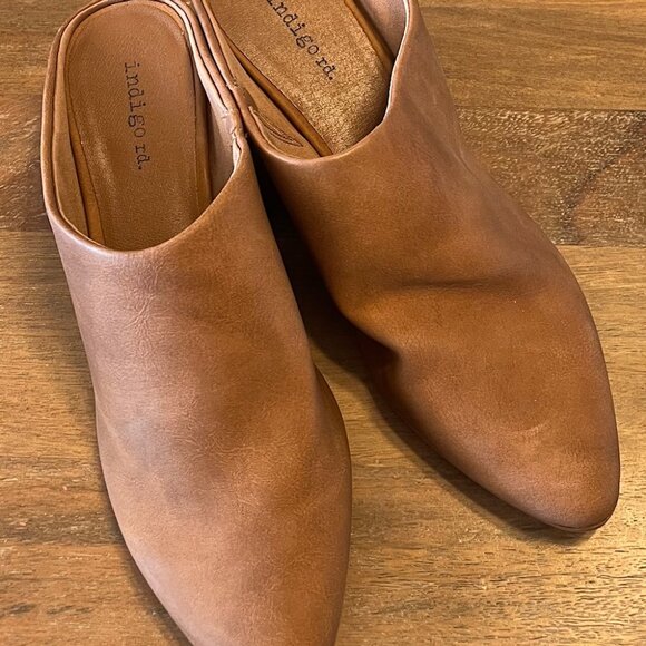 Indigo Rd Shoes Womens 8M Casual Slip On Clog Bootie Brown Faux‎ Leather Heel - Picture 2 of 11